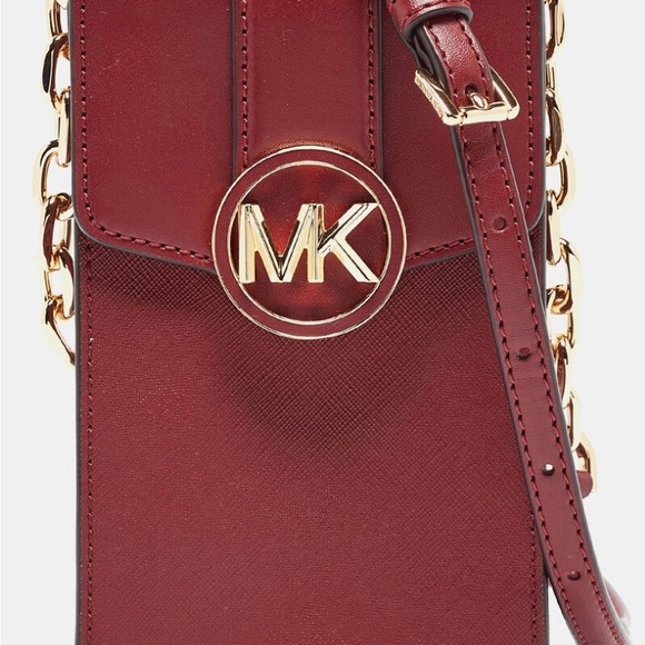 Michael Kors Carmen Burgundy and Gold Crossbody Bag - Picture 3 of 16